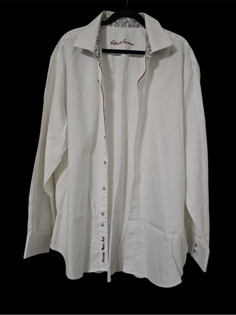 Robert Graham Off-White Button-Down Dress Shirt with Contrasting Trim